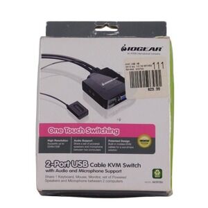 IOGEAR GSC72U 2 Port USB cable KVM Switch with Audio & Mic Support